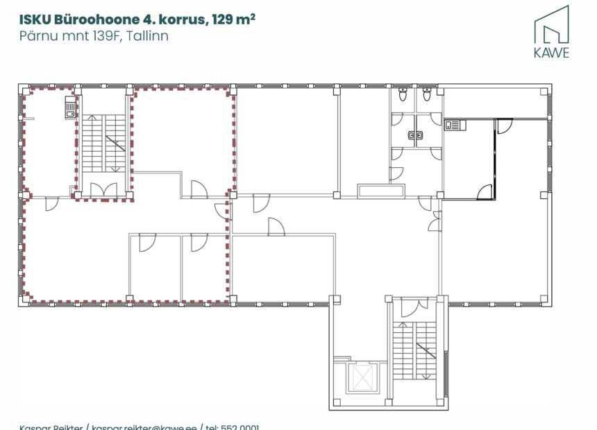 ISKU büroohoone 4. korruse 129 m² korruseplaan