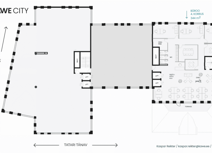 Kawe City büroopinna 344 m² korruseplaan 4. korrusel Tallinna kesklinnas