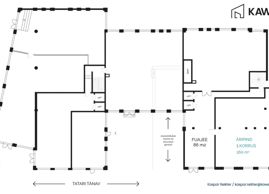 Kawe City büroopinna 160 m² korruseplaan 1. korrusel Tallinna kesklinnas