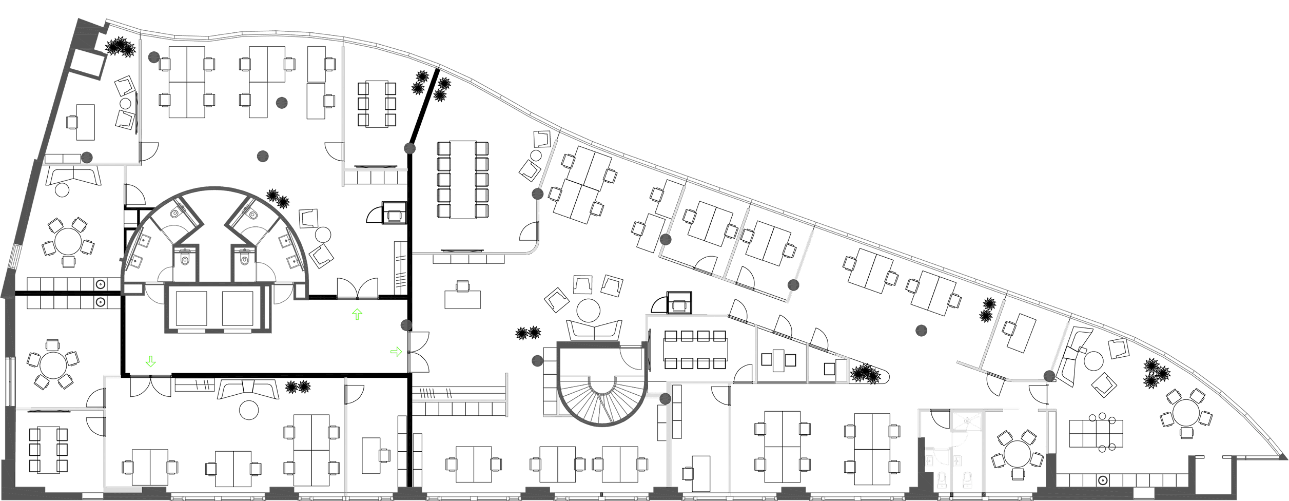 Kawe 2. korruse korruseplaan kolme büroopinnaga